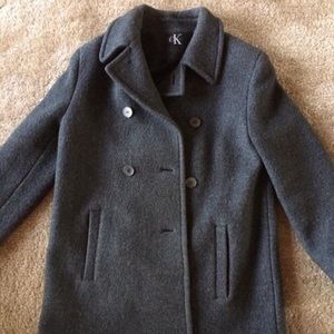 Women’s size Med Calvin Klein grey wool pea coat